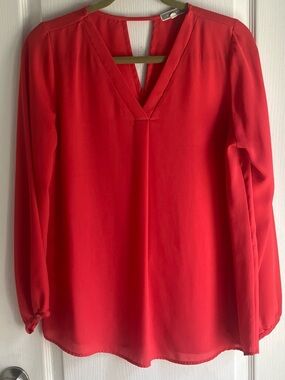Pleione coral long sleeve blouse S